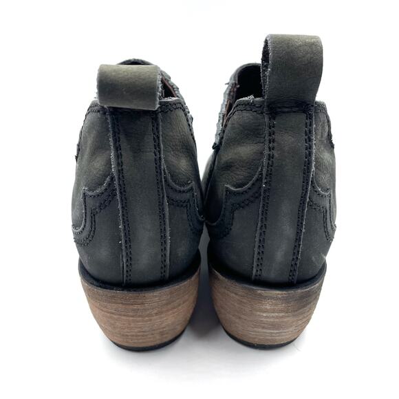 Liberty Black Moneta Booties Black Leather Western Ankle Boot Block Heel Sz 7 - Picture 6 of 9